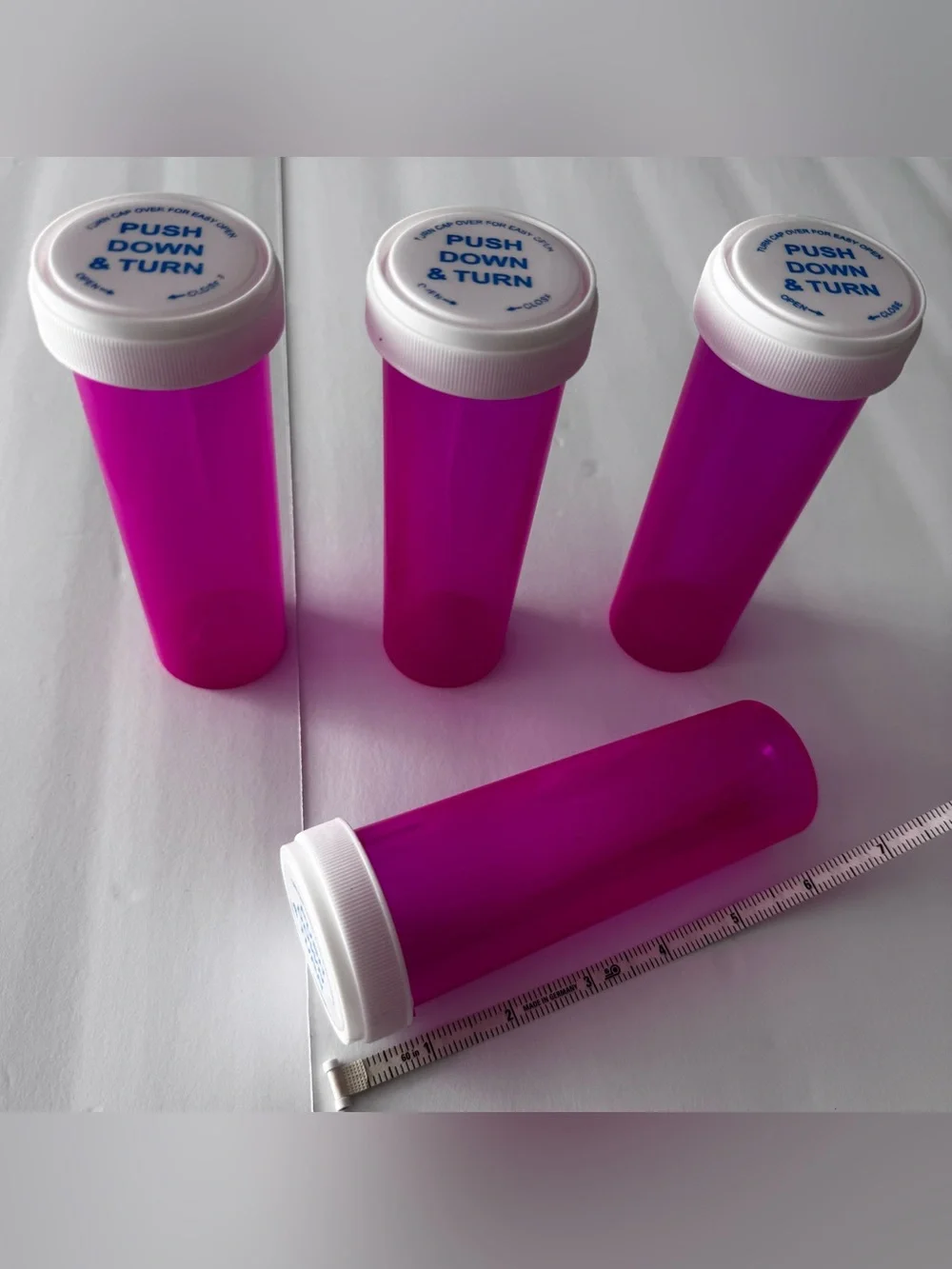 4 EXTRA-LARGE HOT PINK RX-STYLE PARTY FAVOR BOTTLES